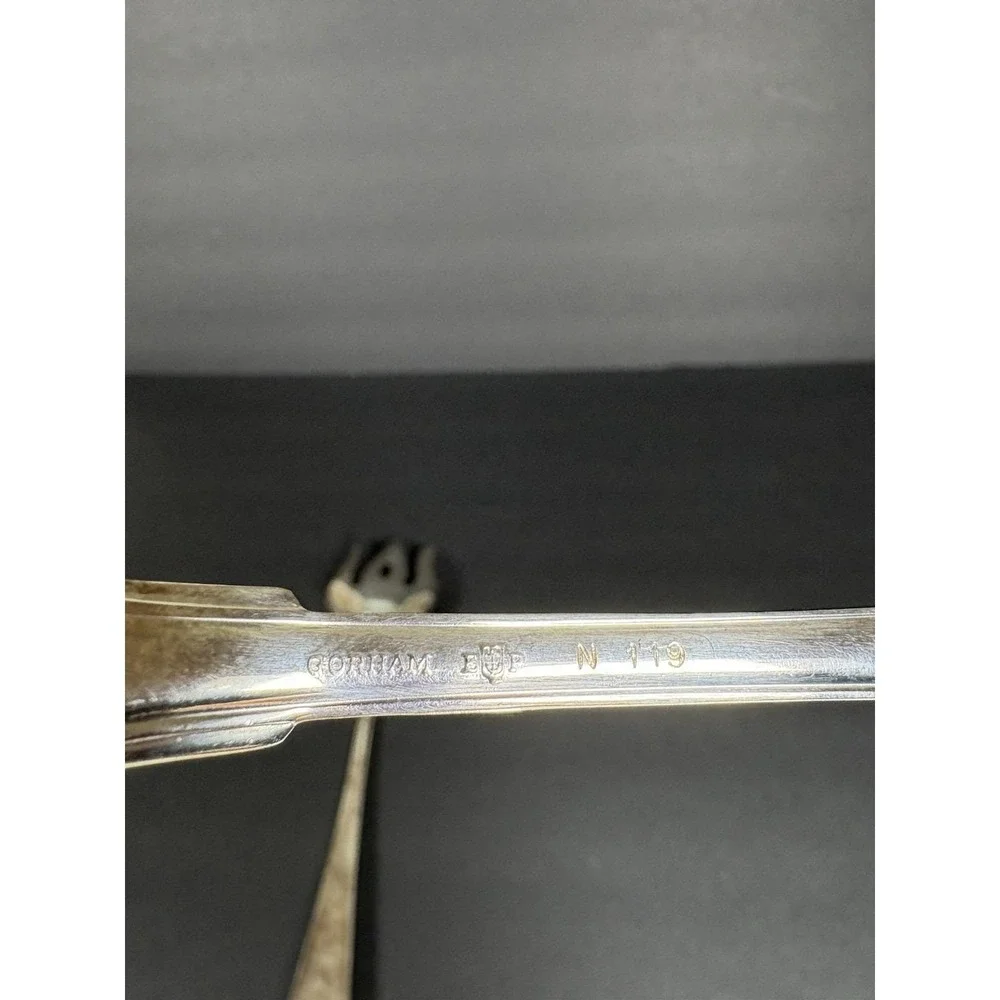 GORHAM EP Silverplate Scalloped Serving Spoon & Meat Fork, N118 & N119, 10.25